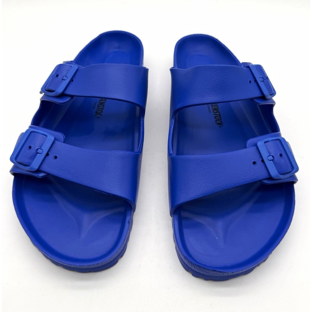 Birkenstock Arizona EVA Men's Blue Two-Strap Buckle Slide Sandals Size 13 EU 46